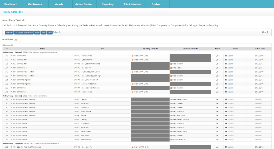 screenshot of Momenta CMMS